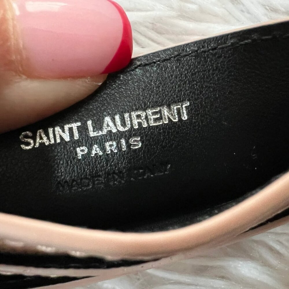 Saint Laurent Pebbled Leather Logo Card Case Blush - Picture 11 of 12